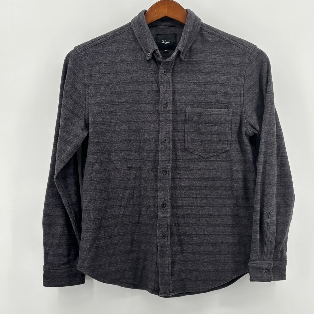 Rails Mens Heather Gray/Black Striped Flannel‎ Button Down Shirt Size MD